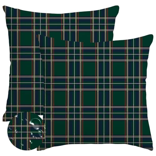 RABUSOFA Christmas Plaid Pillow Covers 18x18, 2 Pack – Green 18" x 18"