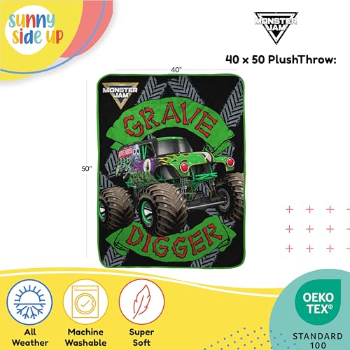 Monster Jam Grave Digger Travel Throw Blanket 40x50in Soft Microfiber Kids