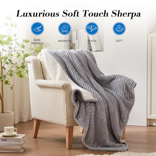 Heated Throw Blanket - 50x60 Inch Soft Flannel Sherpa, 6 Heating Levels, Auto Shut Off