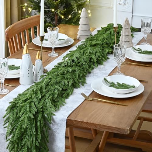 Waipfaru 2-Pack 15 ft Norfolk Pine Garland | Real-Touch Artificial Christmas Wreath & Garland