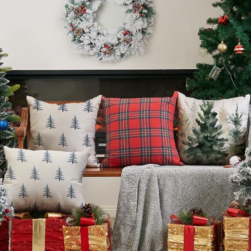 DFXSZ 18x18 Inch Set of 2 Blue & White Christmas Pillow Covers Winter Decor