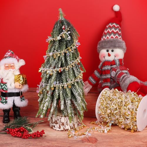 LOMIMOS 33FT Gold Crystal Beads Garland for Christmas Tree & Holiday Decor