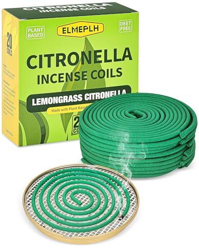 Citronella Incense Coils for Outdoor Use - 20 Pack with Metal Stand
