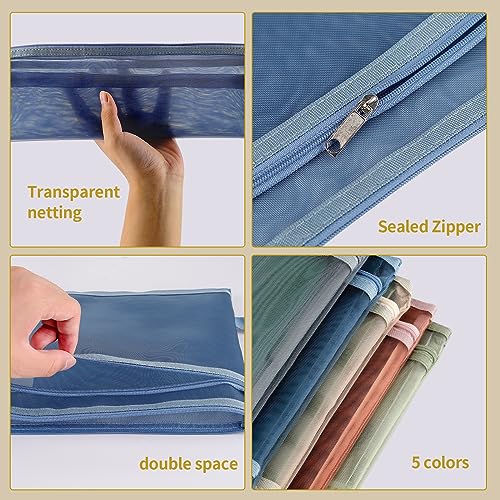 10-Pack A4 Double-Layer Mesh Zipper Pouches with Handles for Toy Storage