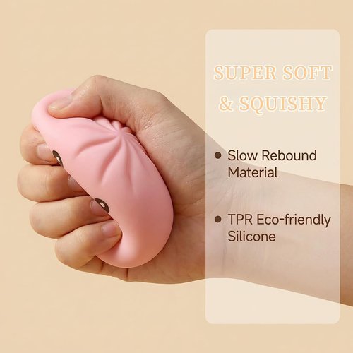 Dumpling Squishies - Colorful Mystery Dumpling Stress Balls | Soft Squeeze Fidget Toy for Anxiety Relief (Pink)