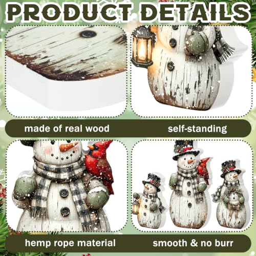 Barydat Rustic Snowman Christmas Decorations (Set of 3) – 6.69, 6.26 & 5.71 in Indoor Wood Decor