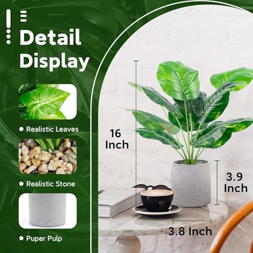 16-Inch Artificial Potted Plants, 2-Pack Faux Greenery for Desk Decor