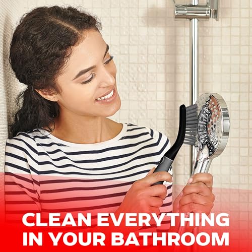3-Piece Scrub Brush Set with Ergonomic Handle for Tile, Grout & Shower
