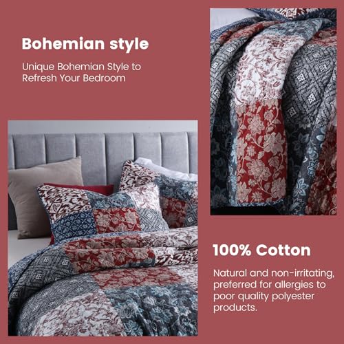 California King Quilt Set - 100% Cotton Reversible Comforter with Shams