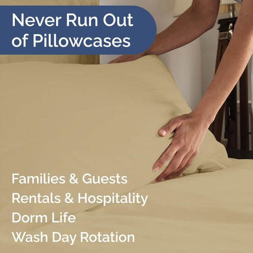 King Pillow Cases by Ultra Soft | Hotel Quality, Wrinkle-Free, Easy-Care - 8 Piece Set in Beige