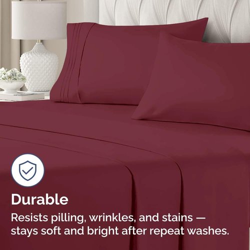 King Pillow Cases by Luxurious Home | Ultra Soft Hotel Quality - Wrinkle-Free, Stain Resistant - 2 Piece Set in Burgundy
