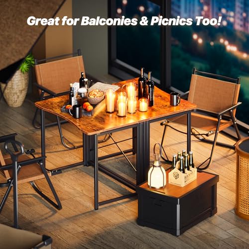 31.5-Inch Foldable Computer Desk for Small Spaces, Rustic Brown Writing Desk