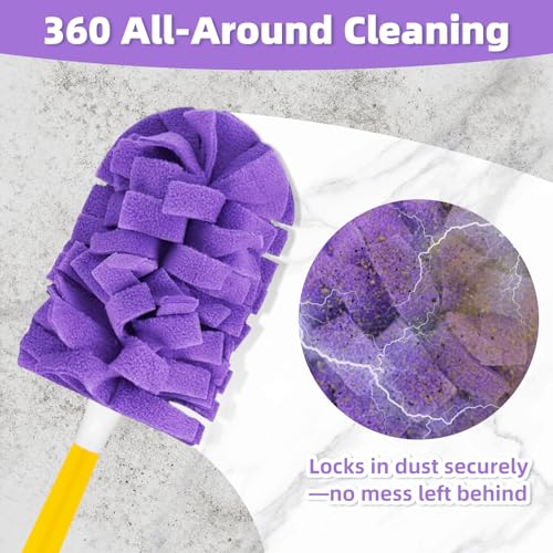 12-Pack Reusable Microfiber Duster Refills with Handle - Washable Dust Pads