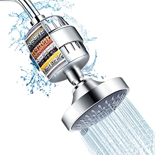 FEELSO Filtered Shower Head with 15-Stage Water Softener for Hard Water