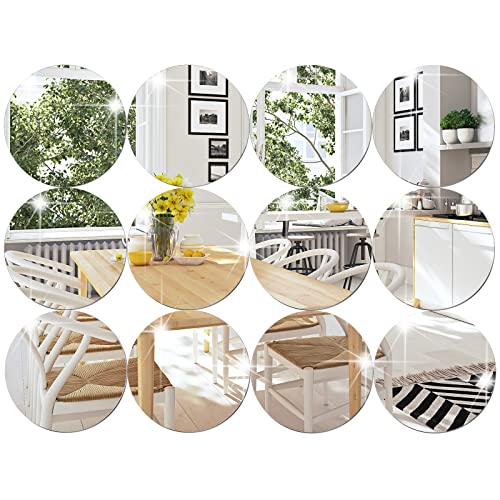 12 Pcs 5-Inch Round Acrylic Mirror Tiles - Self-Adhesive Table Centerpieces