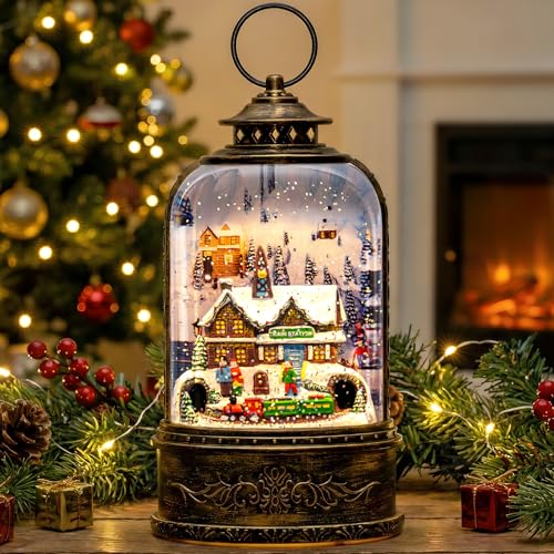 Lighted Musical Christmas Snow Globe Water Lantern - Train Station