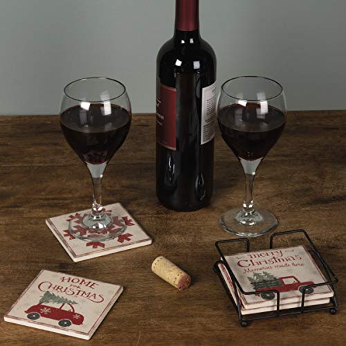 Primitives by Kathy Christmas Stone Coasters Set of 4 with Snowflake & Holiday Designs