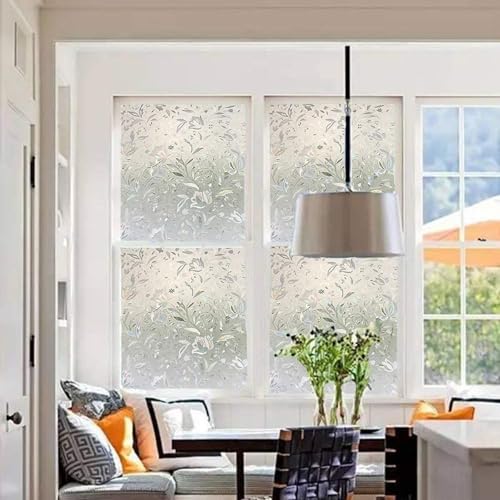 Privacy Window Film - Tulip Stained Glass Design, 17.5" x 78.7"
