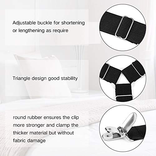 Adjustable Bed Sheet Straps - 4 Pack Mattress Corner Clips & Fasteners