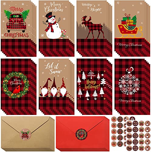 Funrous Classic Style Christmas Money Gift Card Holders Set with Envelopes & Stickers - 40 Pack