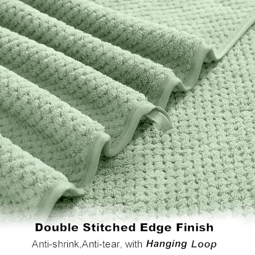 Smuge Green 8-Piece Bath Towel Set - Extra Large, Soft & Absorbent, Quick-Dry Waffle Weave
