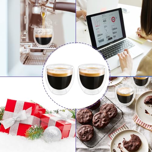 HomeyEra Double Wall Glass Espresso Cups Set of 2, 3oz Insulated Mugs