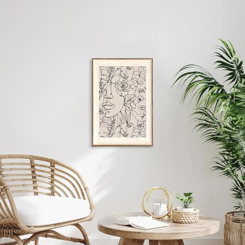 Abstract Framed Wall Art 16x24 Minimalist Line Art Boho Canvas Print