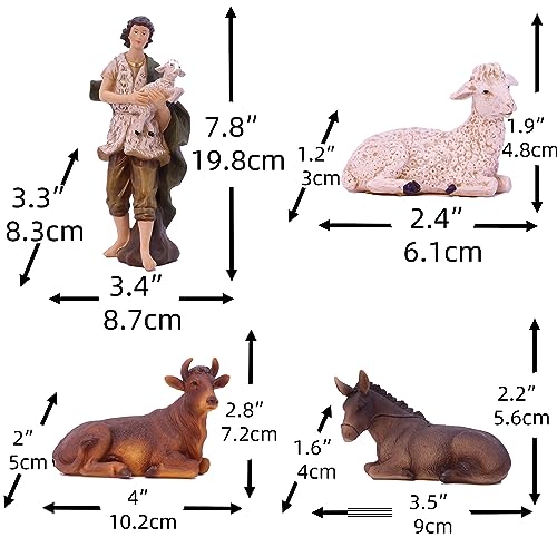 11-Piece Nativity Set 8-Inch Hand-Painted Resin Christmas Figurine Scene