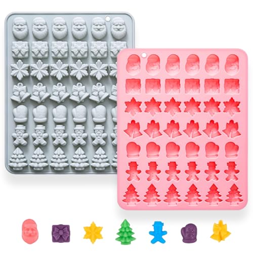 Christmas Mini Chocolate & Candy Molds 2Pcs Santa, Tree, Snowflakes, Gingerbread