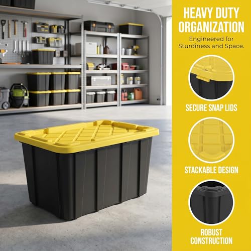 6-Pack 27 Gallon Heavy Duty Plastic Storage Bins with Lids