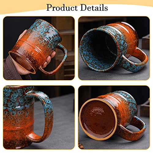 LGQ 20 Oz Ceramic Coffee Mug with Handle - Large Green & Blue Novelty Mug, Dishwasher & Microwave Safe