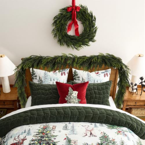 2-Pack 6ft Norfolk Pine Garland - Real Touch Faux Greenery for Indoor Outdoor Decor