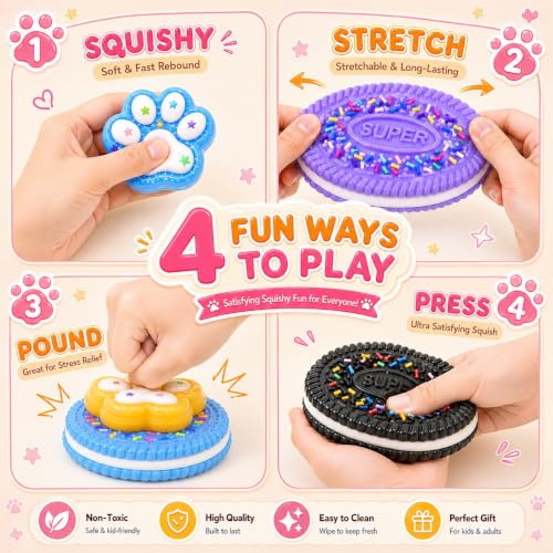 10-Piece Cat Paw and Cookie Squishy Toy Set for Stress Relief