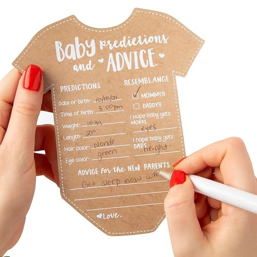 Kate Aspen Baby Predictions Advice Cards Kraft & White - Baby Shower Game & Keepsake