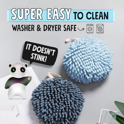 Fuzzy Ball Hand Towel Set - Absorbent Decorative Bathroom Towels (2 Pack)