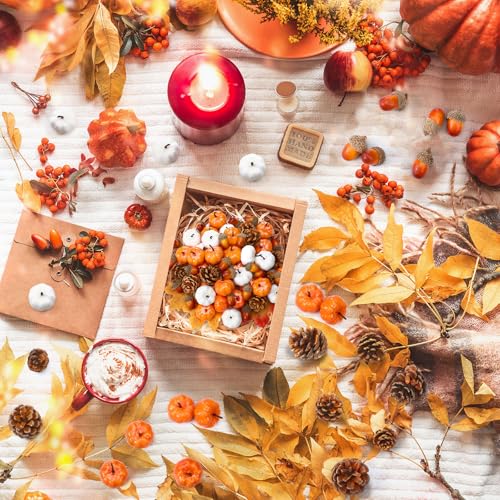 120pcs Artificial Fall Pumpkin, Acorn & Pine Cone Set for Autumn Decor