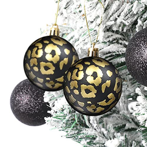 Emopeak Black Gold Leopard Christmas Balls Ornaments - 24 Pack, 2.5 Inch
