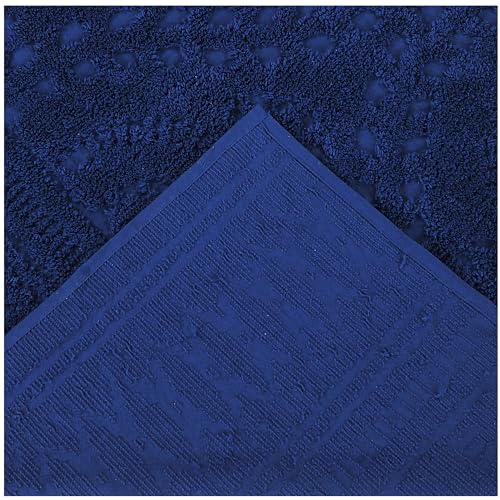 Twin Size Cotton Chenille Bedspread - Navy Medallion Design, 81" x 110"
