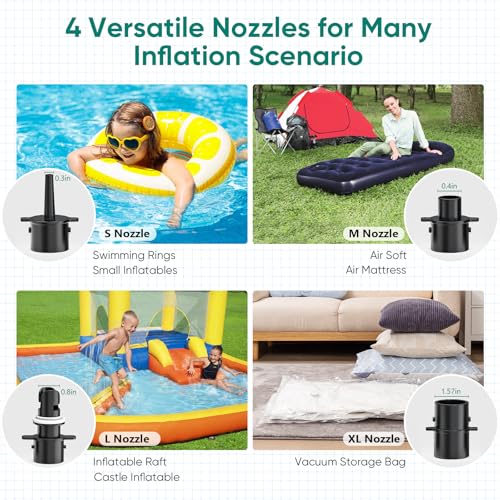 Electric Air Pump for Inflatables - High-Power Quick-Fill Inflator Deflator