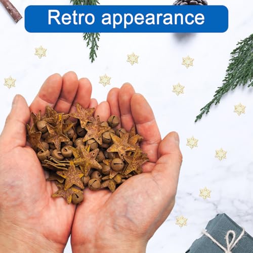 90-Piece Rustic Metal Barn Star and Jingle Bell Set for DIY Crafts