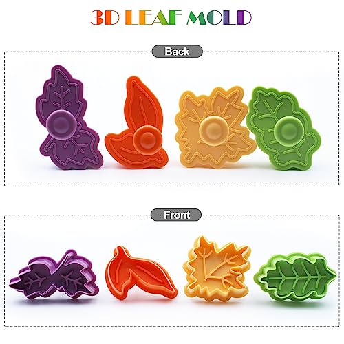 Joinor Leaf Cake Leaves Baking Pie Crust Cutters Set of 4 - Autumn Leaf Shapes, Food Grade Plastic, Perfect for DIY Pastry and Cookies