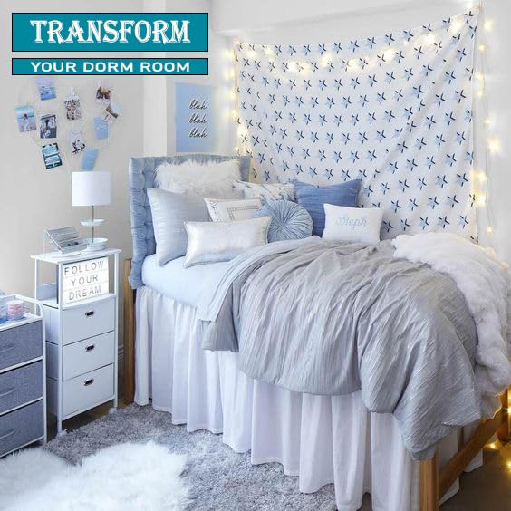 Twin XL Dorm Bed Skirt with 32 Inch Drop, Soft Microfiber Bed Ruffle