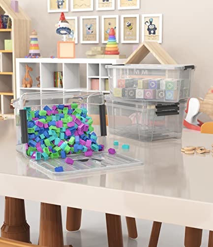 Clear Plastic Storage Bins with Lids and Handles 5-Quart 6-Pack