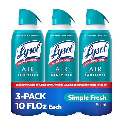Simple Fresh Air Sanitizer Spray 10oz Pack of 3 - Odor Eliminator & Bacteria Killer