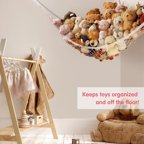 Large Corner Stuffed Animal Storage Hammock - Plush Toy Net Organizer