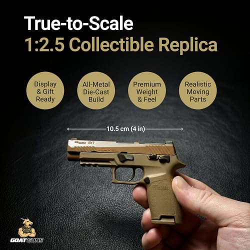 M17 Pistol Model Kit - 1:2.5 Scale Diecast Metal Replica, 4-Inch Tan