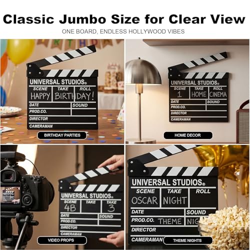 Wooden Film Director Clapper Board - 12x11 Inch Movie Scene Slate