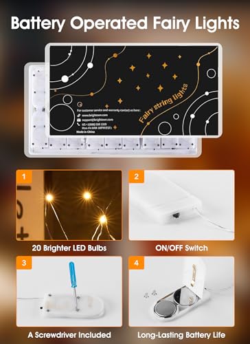 Minetom 6 Pack 7ft Battery Operated LED Fairy Lights Warm White