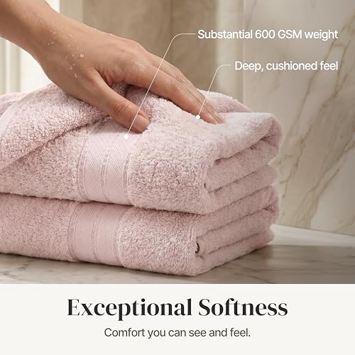 6-Piece Combed Cotton Towel Set - 600 GSM Plush Bath & Hand Towels, Blush