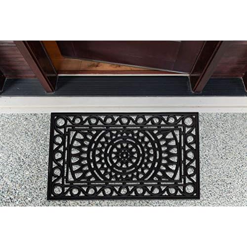 DII Rubber Doormats Collection All Weather, 18x30, Sun Scroll